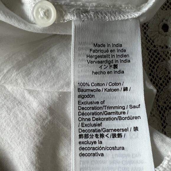 J Crew Lace Trim Pintuck Top In Cotton Voile Womens XS White Flaw - Picture 7 of 10